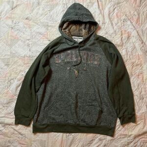 realtree dark forrest green hooded sweatshirt with camo hood and logo size xl